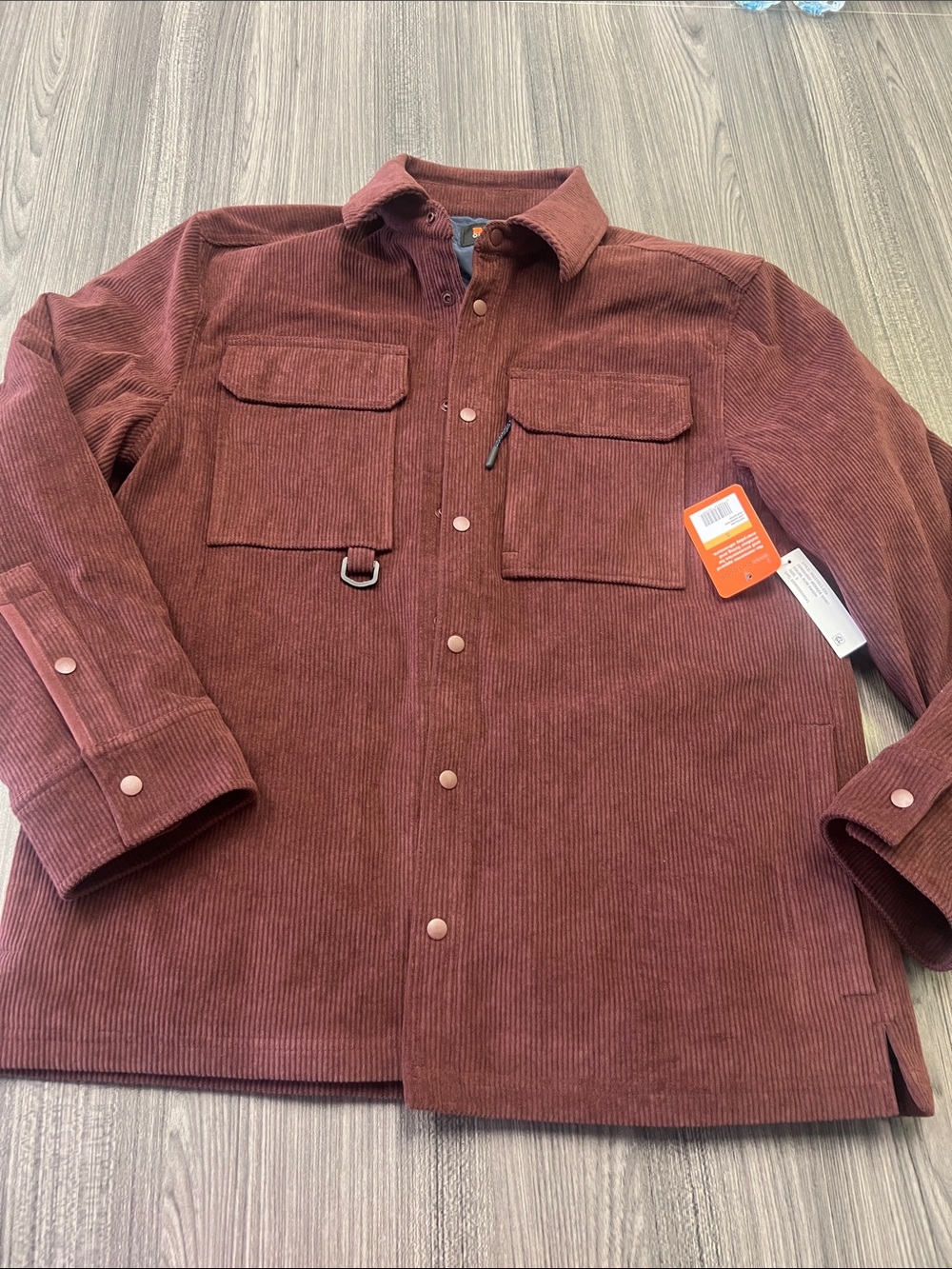 Men's Corduroy Button-Up Shirt Jacket - Deep Burgundy